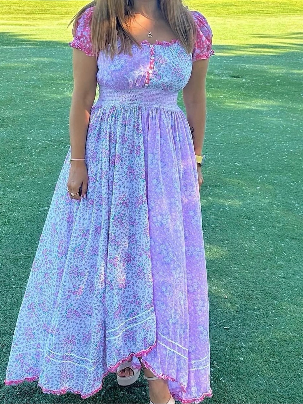 LoveShackFancy  Floral Puff-Sleeve Maxi Dress